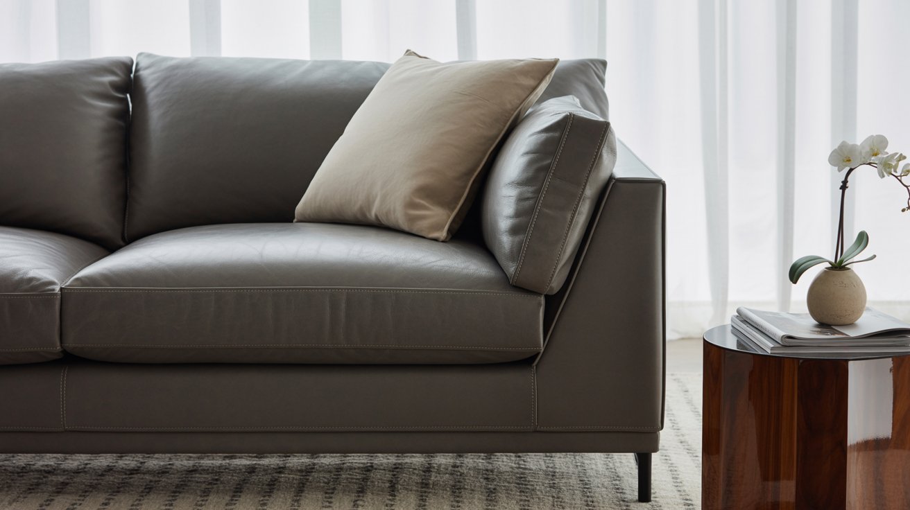 grey leather sofa