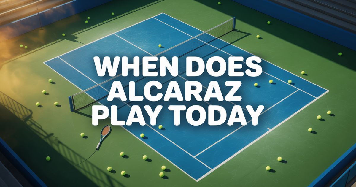 Alcaraz Play executing a perfect serve during a professional tennis match.